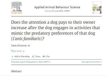 Tracey McLennan research on training high prey drive dogs published in Applied Animal Behaviour Science
